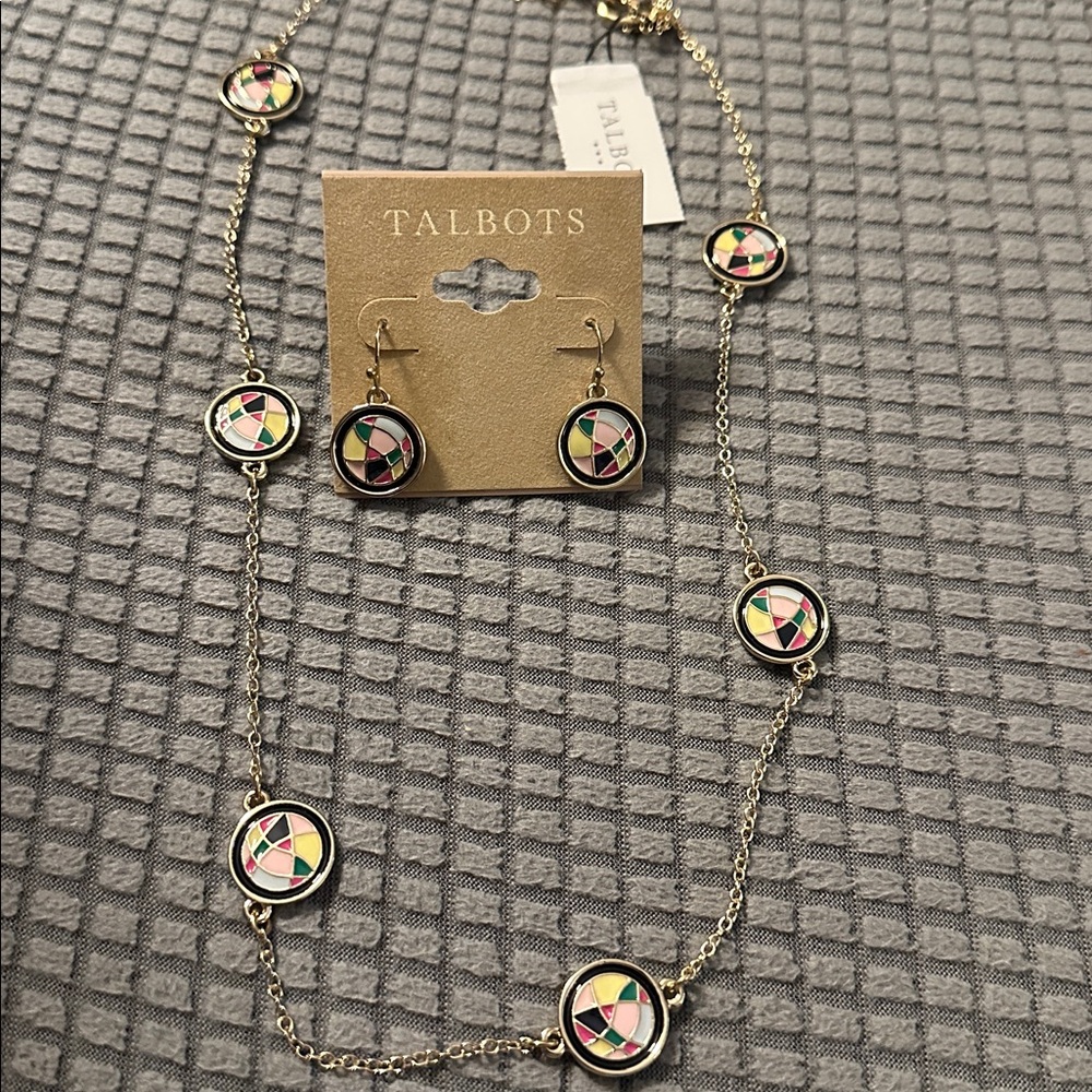 Talbots Colorful Circle Necklace and Earring Set